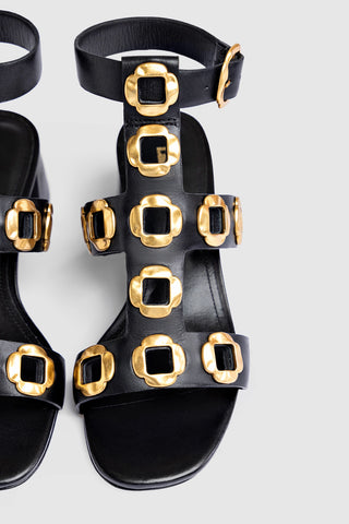 Sandália Gladiadora Milan Couro Preto