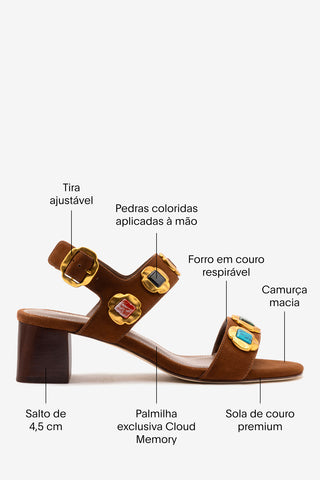 Sandália Milan Gioiello Camurça Marrom