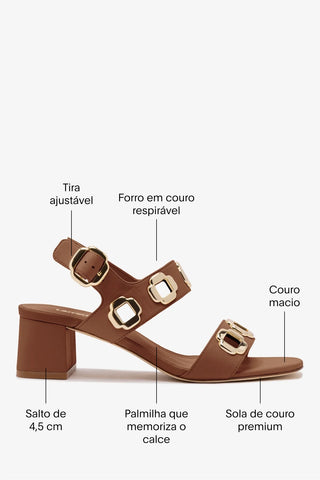 Sandália Milan Couro Caramelo Sandal Larroudé