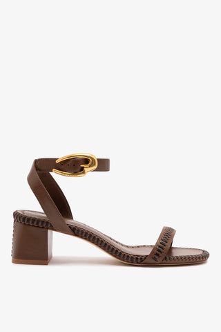 Sandália Salto Bloco Verona Couro Marrom Womens - Shoes - Sandals Larroudé