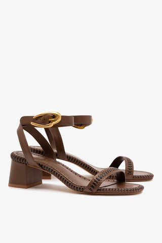 Sandália Salto Bloco Verona Couro Marrom Womens - Shoes - Sandals Larroudé