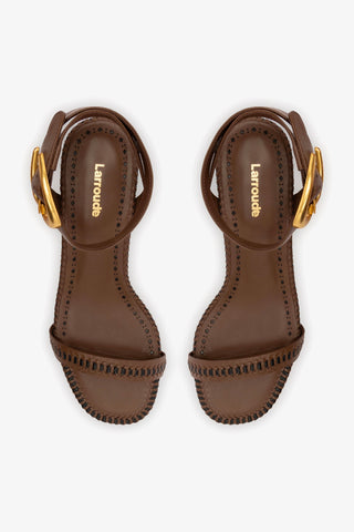 Sandália Salto Bloco Verona Couro Marrom Womens - Shoes - Sandals Larroudé