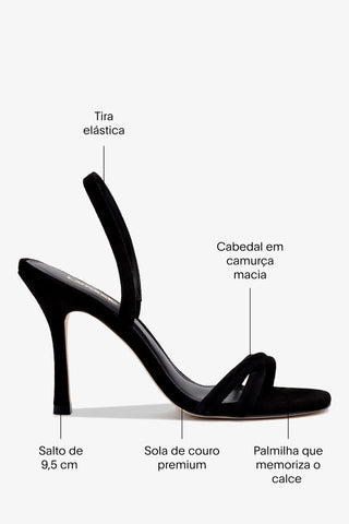 Sandália Annie Camurça Preto Sandal Larroudé