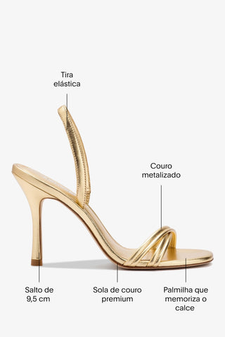 Sandália Annie Couro Dourado Sandal Larroudé