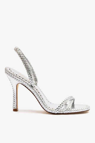 Annie Sandal In Silver Metallic Leather Womens - Shoes - Sandals Larroudé