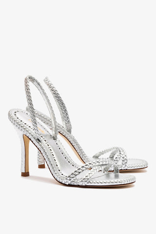 Annie Sandal In Silver Metallic Leather Womens - Shoes - Sandals Larroudé