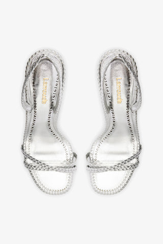 Annie Sandal In Silver Metallic Leather Womens - Shoes - Sandals Larroudé