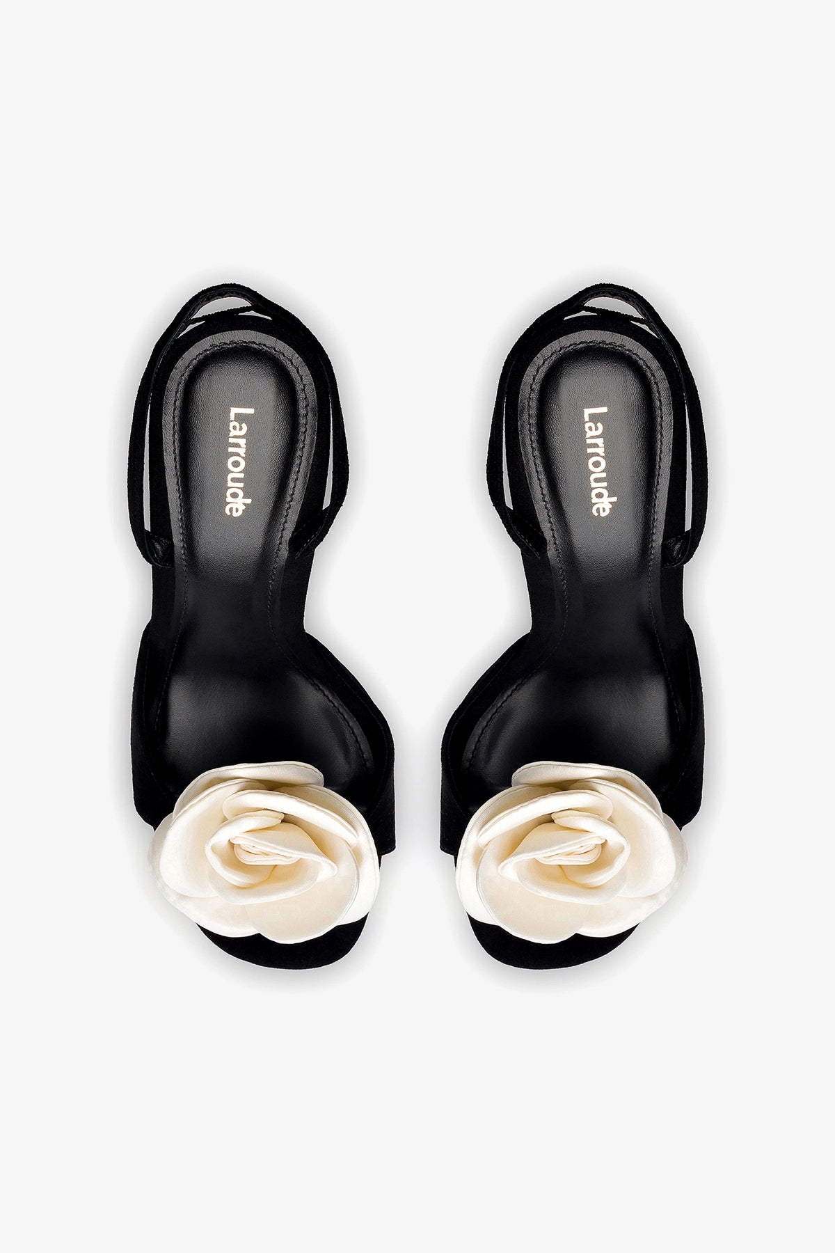 Salma Sandal In Black Suede and Ivory Satin