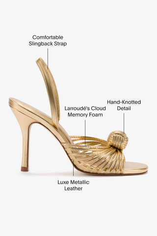 Valerie Slingback Sandal In Gold Metallic Leather
