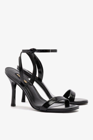 Sandália Veronina Couro Preto Sandal Larroudé