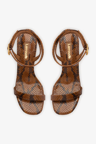 Sandália Veronina Couro Cobra Marrom