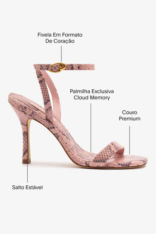 Sandália Veronina Couro Cobra Rosa