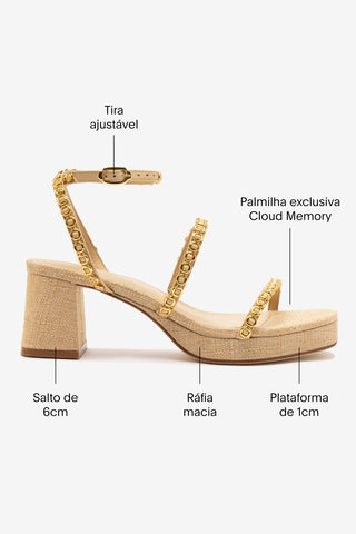 Sandália Gio Milanina Ráfia Bege