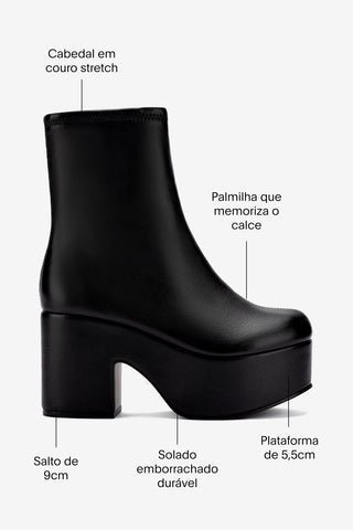 Bota Miso Couro Stretch Preto Boot Larroudé