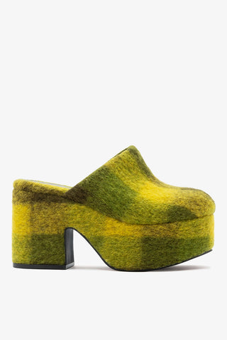 Mule Clog Plataforma Miso Feltro Estampado Amarelo