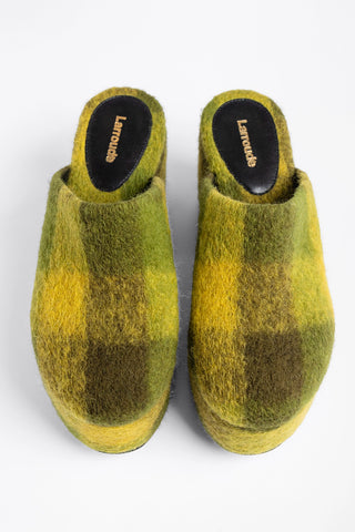 Mule Clog Plataforma Miso Feltro Estampado Amarelo