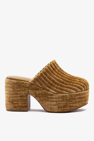 Mule Clog Plataforma Miso Veludo Caramelo