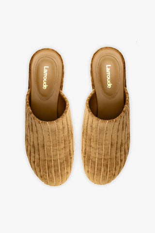 Mule Clog Plataforma Miso Veludo Caramelo