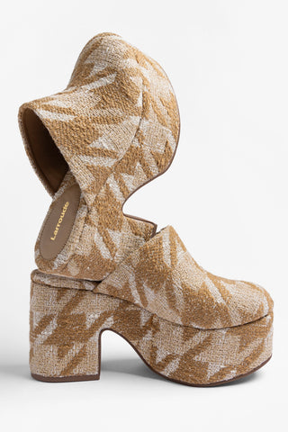 Mule Clog Plataforma Miso Malha Estampado Caramelo