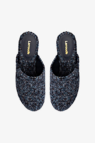 Mule Clog Plataforma Miso Veludo Azul