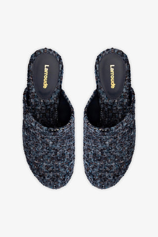 Mule Clog Plataforma Miso Veludo Azul