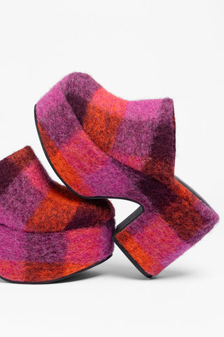 Mule Clog Plataforma Miso Feltro Estampado Rosa