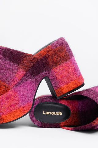 Mule Clog Plataforma Miso Feltro Estampado Rosa