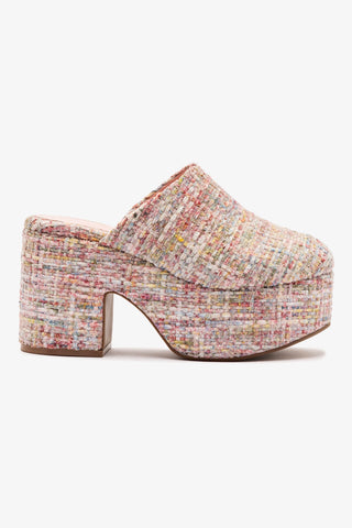 Mule Clog Plataforma Miso Veludo Rosa