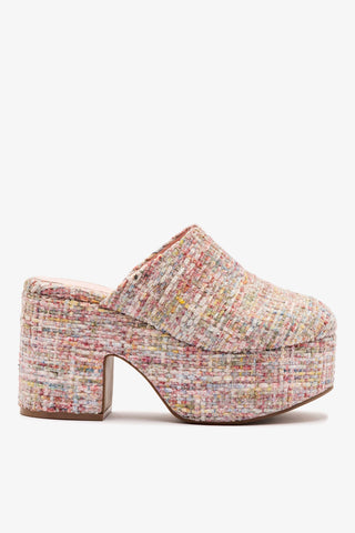 Mule Clog Plataforma Miso Veludo Rosa