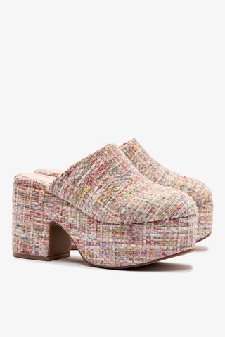 Mule Clog Plataforma Miso Veludo Rosa