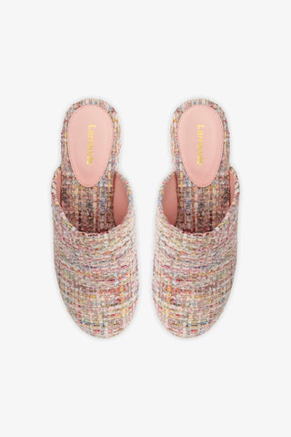 Mule Clog Plataforma Miso Veludo Rosa