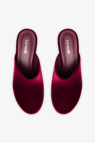 Mule Clog Plataforma Miso Veludo Vinho