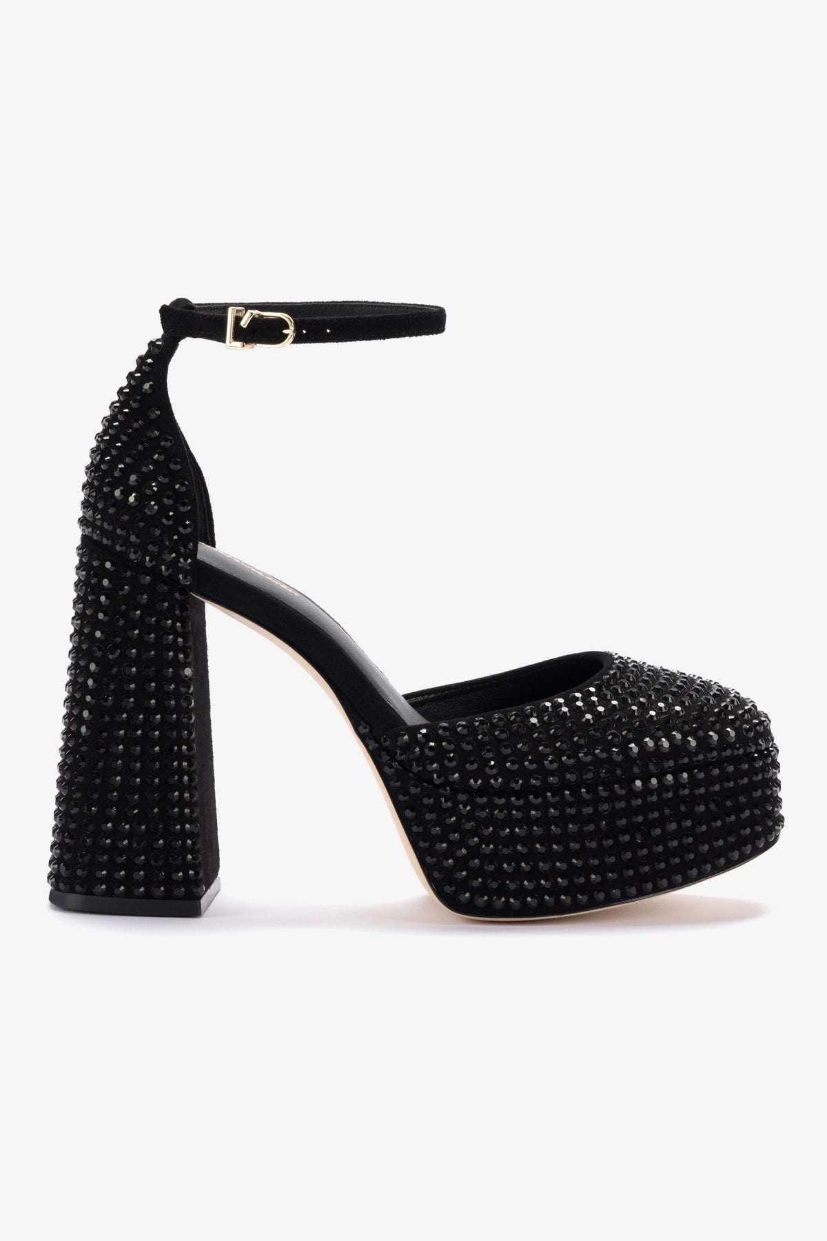 Ari Crystal Pump In Monochrome Black Suede