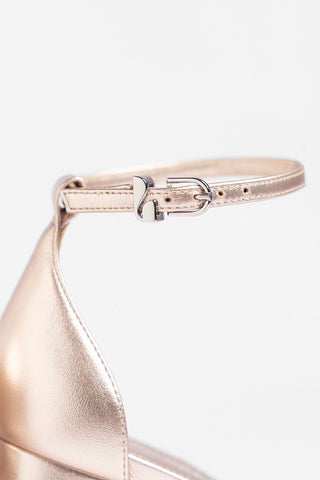 Sandália Plataforma Ari Couro Champagne Pump Larroudé
