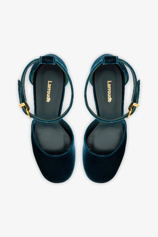 Sandália Plataforma Ari Veludo Azul