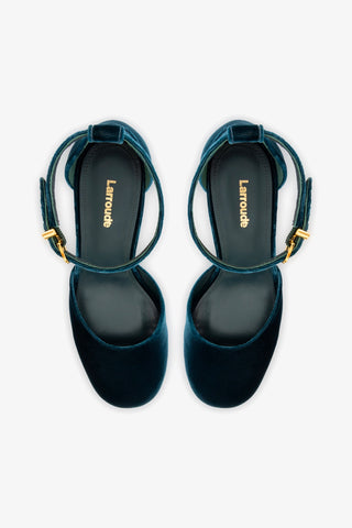 Sandália Plataforma Ari Veludo Azul