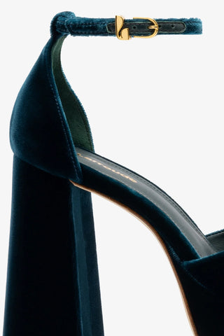 Sandália Plataforma Ari Veludo Azul