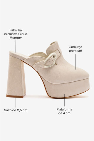 Mule Clog Dolly Verona Camurça Cinza