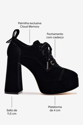 Bota Plataforma Eleonor Veludo Preto