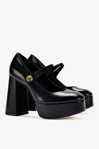 Scarpin Plataforma Emma Couro Preto Womens - Shoes - Pumps Larroudé