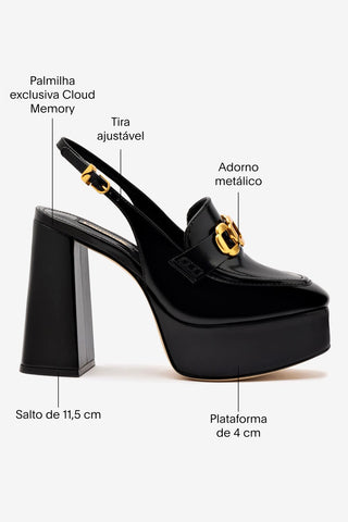 Slingback Plataforma Harrington Hi Couro Preto Womens - Shoes - Loafers Larroudé