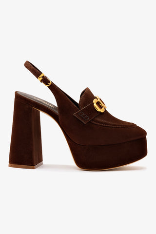 Slingback Plataforma Harrington Hi Camurça Marrom