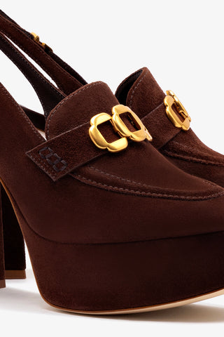 Slingback Plataforma Harrington Hi Camurça Marrom