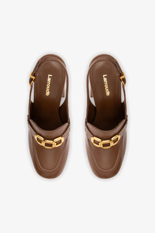 Slingback Plataforma Harrington Hi Couro Marrom