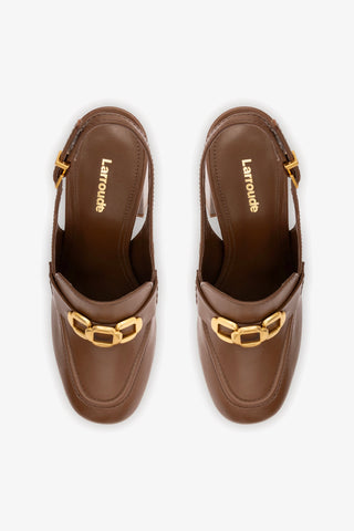 Slingback Plataforma Harrington Hi Couro Marrom