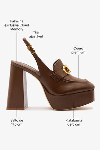 Slingback Plataforma Harrington Hi Couro Marrom