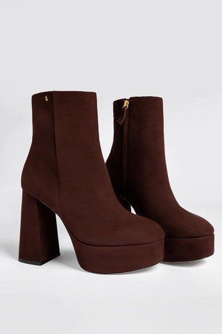 Bota Plataforma Dolly Camurça Marrom Boot Larroudé