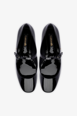 Sapatilha Blair Couro Verniz Preto Ballerina Larroudé