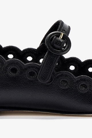 Sapatilha Blair Couro Preto e Broderie