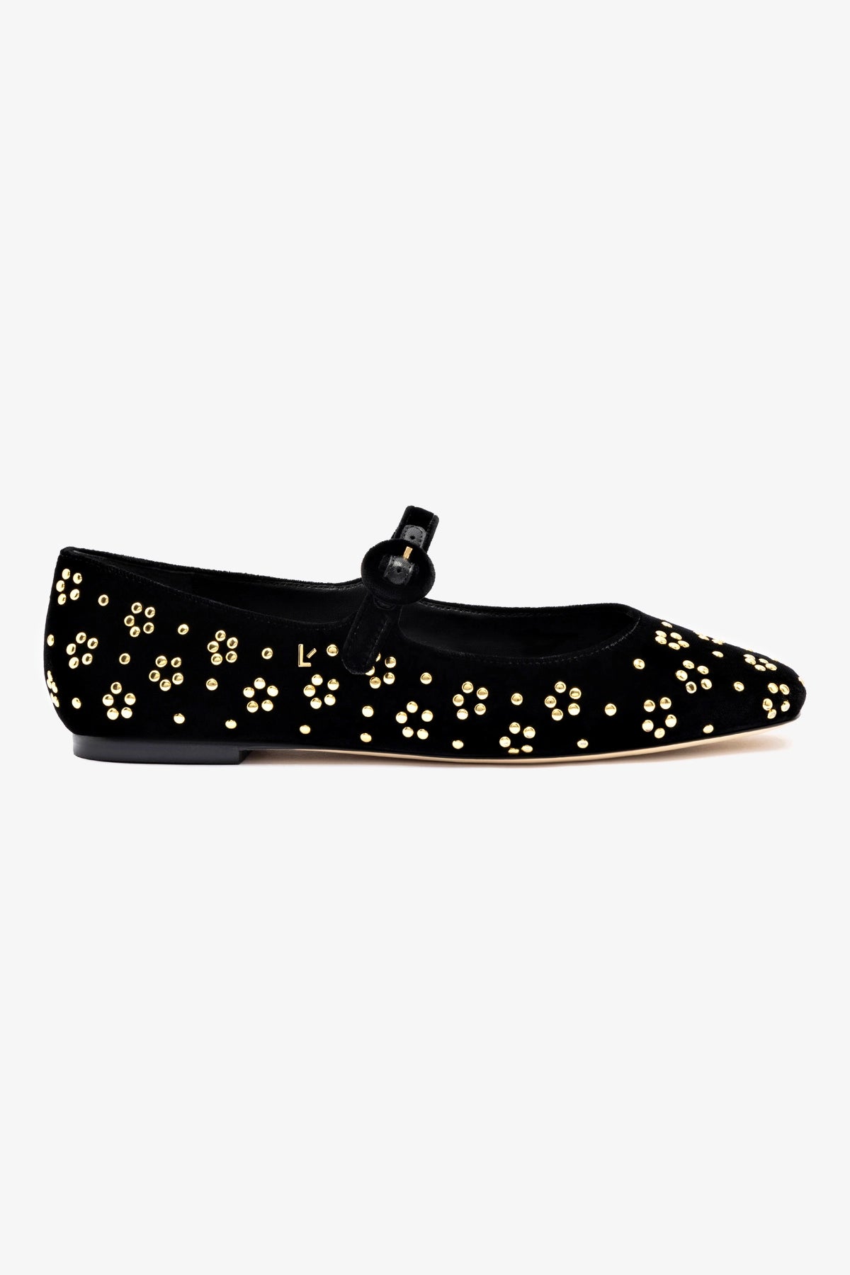 Blair Ballet Flat In Black Velvet and Gold Studs